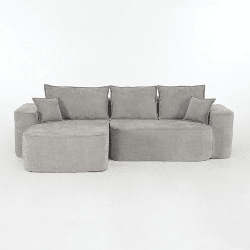 Sofá de canto para 4 pessoas - Modular, chaise longue, assento profundo - Cinza