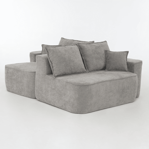 Sofá de canto para 4 pessoas - Modular, chaise longue, assento profundo - Cinza