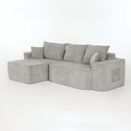 Sofá de canto para 4 pessoas - Modular, chaise longue, assento profundo - Cinza
