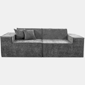 Sofá modular reto em tecido texturado Lusso - 3 lugares - Cinza