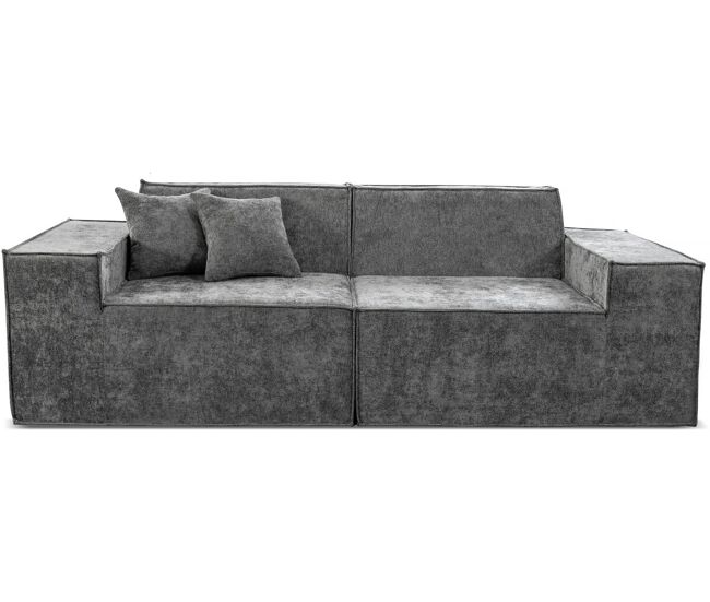 Sofá modular recto de 3 plazas en tejido texturizado "Lusso" - Gris