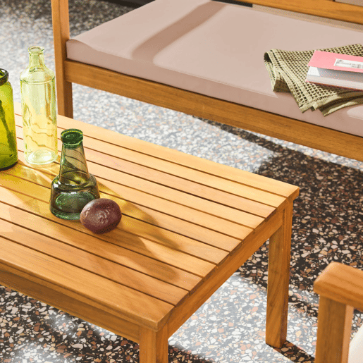 Conjunto de jardim em madeira de acácia, 4 lugares Castanho - 115x62x70 cm