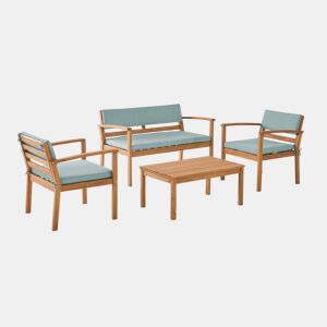 Conjunto de jardim em madeira de acácia, 4 lugares Verde cinzento - 115x62x70 cm