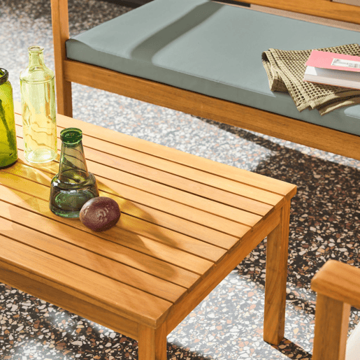 Conjunto de jardim em madeira de acácia, 4 lugares Verde cinzento - 115x62x70 cm