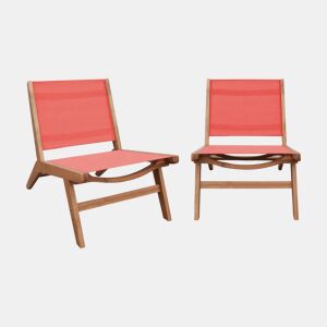 Cadeira de jardim em madeira de acácia e textilene, conjunto de 2 Terracota - 55.5x80.5x70.5 cm