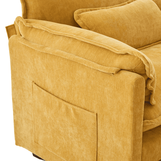 Poltrona lounge grande - com apoio para os pés, almofada e bolsos laterais - Amarelo