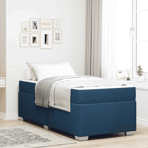 Estrutura de cama de solteiro para adultos com colchão Azul 90 x 190 cm tecido