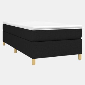 Estrutura de cama de solteiro para adultos com molas 90x200 cm tecido preto