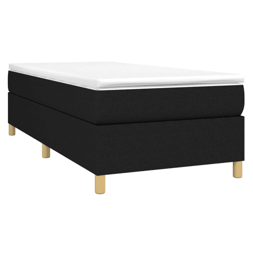 Estrutura de cama de solteiro para adultos com molas 90x200 cm tecido preto