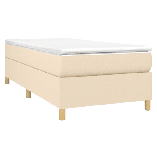 Estrutura de cama de solteiro para adultos com molas 90x200 cm tecido creme