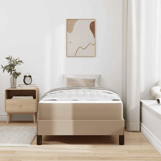Estrutura de cama de solteiro para adultos com colchão Cappuccino 90 x 200 cm tecido