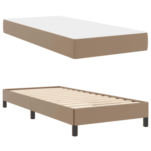 Estrutura de cama de solteiro para adultos com colchão Cappuccino 90 x 200 cm tecido