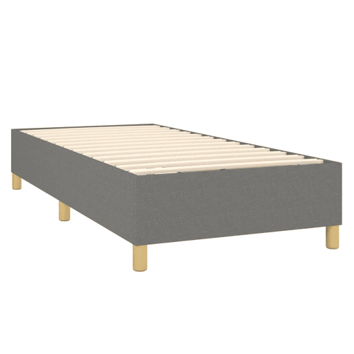 Estrutura de cama de solteiro para adultos com molas 100x200 cm tecido cinzento-escuro
