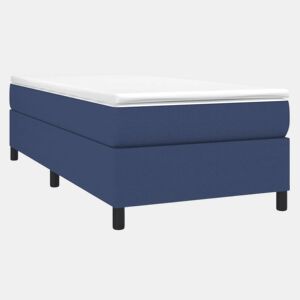 Estrutura de cama de solteiro para adultos com molas 90x200 cm tecido azul