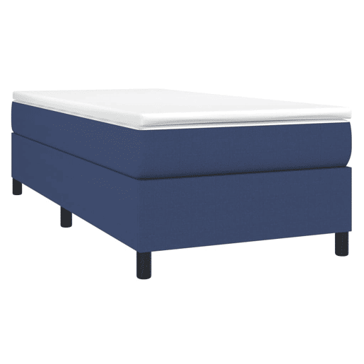 Estrutura de cama de solteiro para adultos com molas 90x200 cm tecido azul