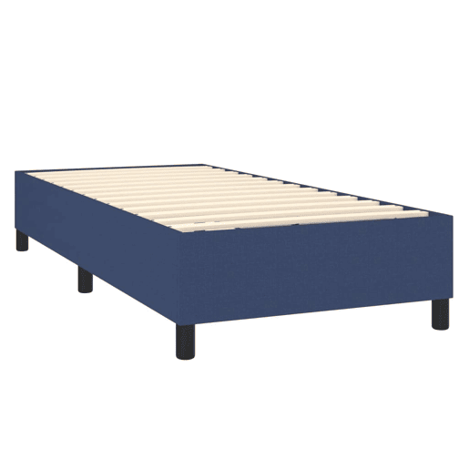 Estrutura de cama de solteiro para adultos com molas 90x200 cm tecido azul