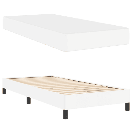 Estrutura de cama de solteiro para adultos com colchão - Branco Puro 100 x 200 cm tecido
