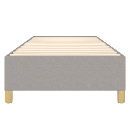 Estrutura de cama de solteiro para adultos com molas 90x200 cm tecido cinzento-claro