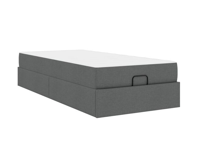 Estructura de cama individual para adultos con colchón 2 pcs gris tenue tela