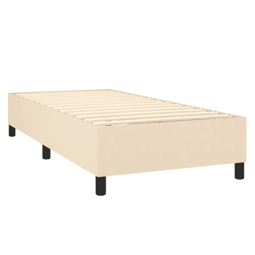 Estrutura de cama de solteiro para adultos com molas 100x200 cm tecido cor creme