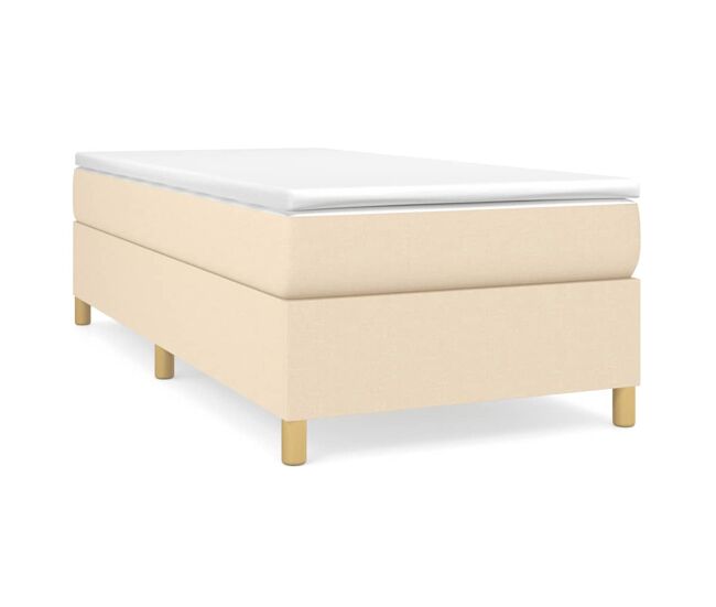 Estructura de cama individual para adultos con somier - tela crema 80x200 cm