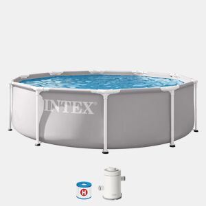 INTEX Piscina Prism Frame redonda amovível de 3 metros com sistema de filtragem