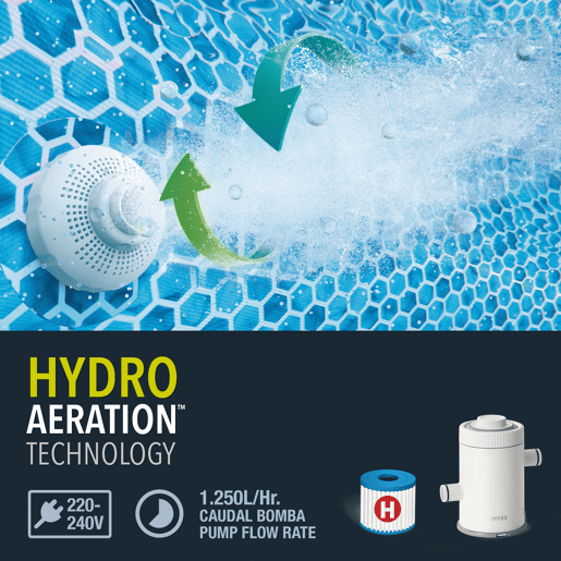 INTEX Piscina Prism Frame redonda amovível de 3 metros com sistema de filtragem