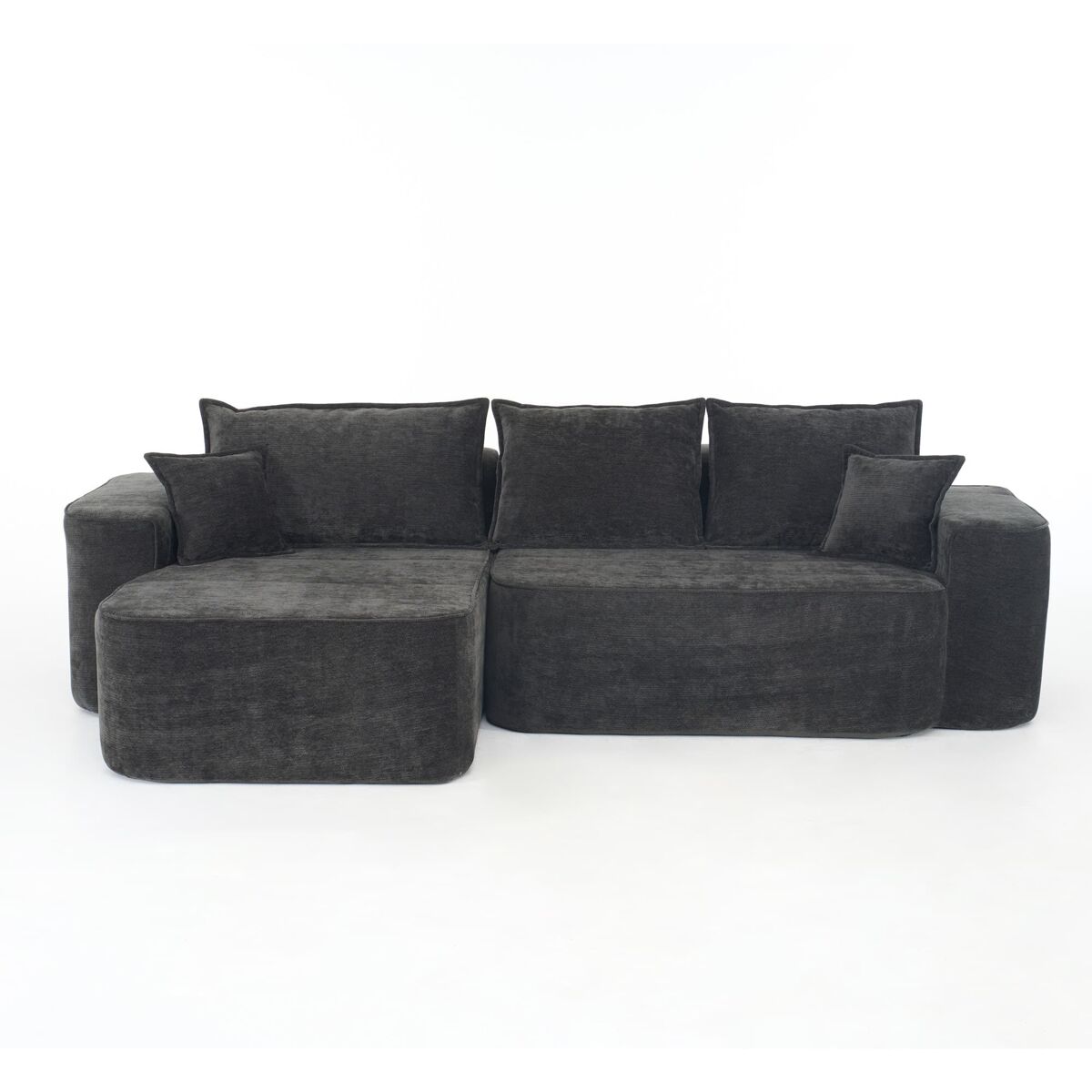 sofa esquinero en l 264 cm - chaiselongue 4 plazas asiento profundo - negro