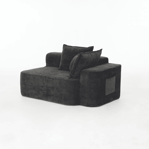 Sofá de canto em L 264 cm - chaise longue, 4 lugares, assento profundo - preto