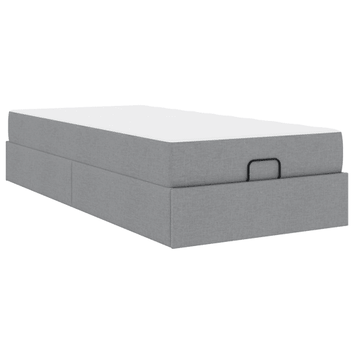 Estrutura de cama de solteiro box spring com colchão 2 pcs Cinzento-claro tecido