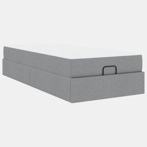 Estrutura de cama de solteiro box spring com colchão 2 pcs Cinzento-claro tecido