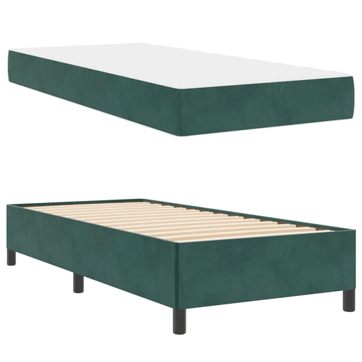 Estrutura de cama de solteiro para adultos de solteiro para adultos com colchão Verde Escuro 100 x 200 cm tecido
