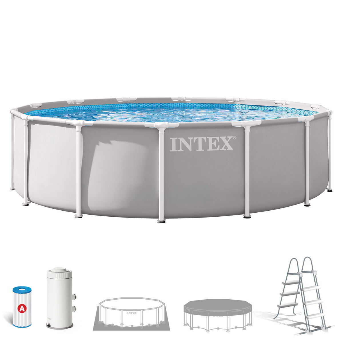 Intex piscina desmontable redonda prism frame 4 metros con depuradora