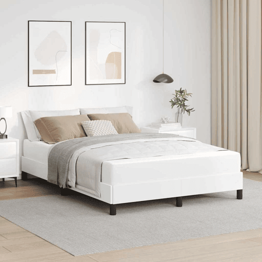 Estrutura da Cama de casal moderno com colchão Branco Puro 140 x 190 cm tecido