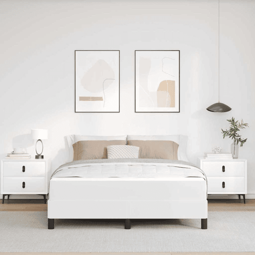 Estrutura da Cama de casal moderno com colchão Branco Puro 140 x 190 cm tecido