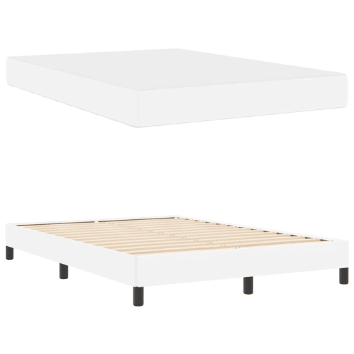 Estrutura da Cama de casal moderno com colchão Branco Puro 140 x 190 cm tecido