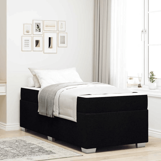 Estrutura de cama de solteiro para adultos com colchão Preto 90 x 190 cm tecido
