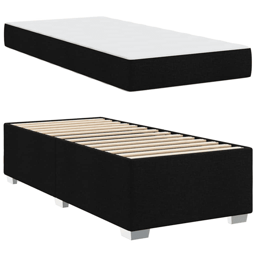 Estrutura de cama de solteiro para adultos com colchão Preto 90 x 190 cm tecido