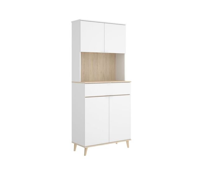 Alacena Wok 4 puertas con cajón blanco/natural 190,6x60x40 cm