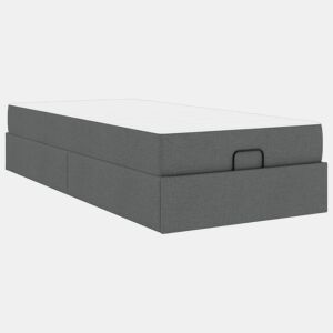 Estrutura de cama de solteiro para adultos com colchão 2 pcs Cinza Escuro tecido