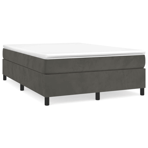 Estrutura de Cama de casal moderno com molas 140x190 cm veludo cinzento-escuro