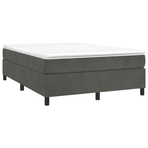 Estrutura de Cama de casal moderno com molas 140x190 cm veludo cinzento-escuro