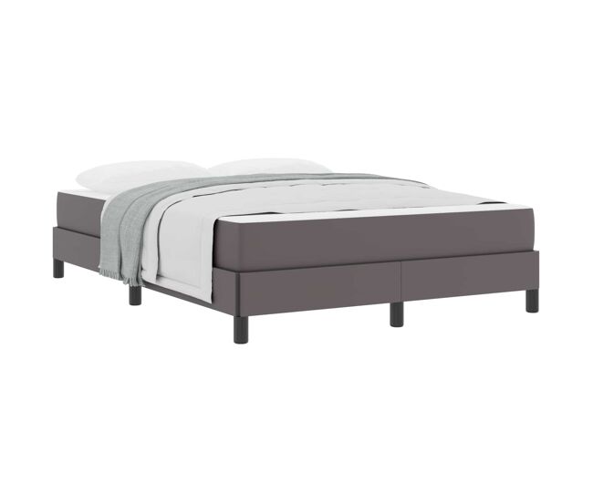 Estructura de cama doble matrimonial con colchón gris 140 x 190 cm tela