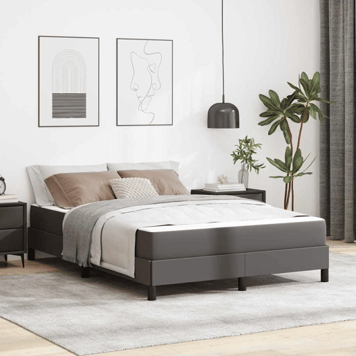 Estrutura da Cama de casal moderno com colchão - Cinzeto 140 x 190 cm tecido