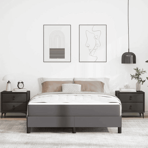 Estrutura da Cama de casal moderno com colchão - Cinzeto 140 x 190 cm tecido