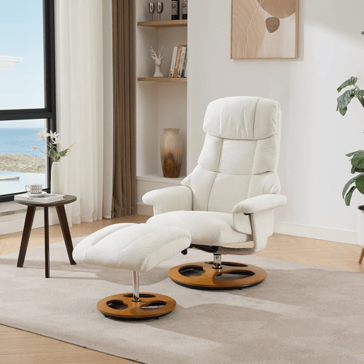 Poltrona relax - massagem, calor, reclinável, giratória 360° com apoio para os pés - branca