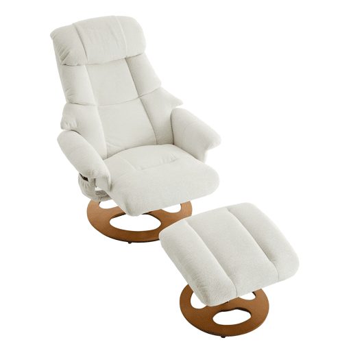 Poltrona relax - massagem, calor, reclinável, giratória 360° com apoio para os pés - branca