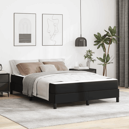 Estrutura da Cama de casal moderno com colchão Preto 140 x 200 cm tecido