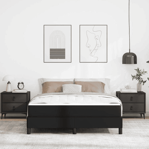 Estrutura da Cama de casal moderno com colchão Preto 140 x 200 cm tecido