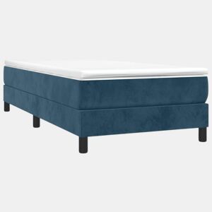 Estrutura de cama de solteiro para adultos com molas 90x200 cm veludo azul-escuro